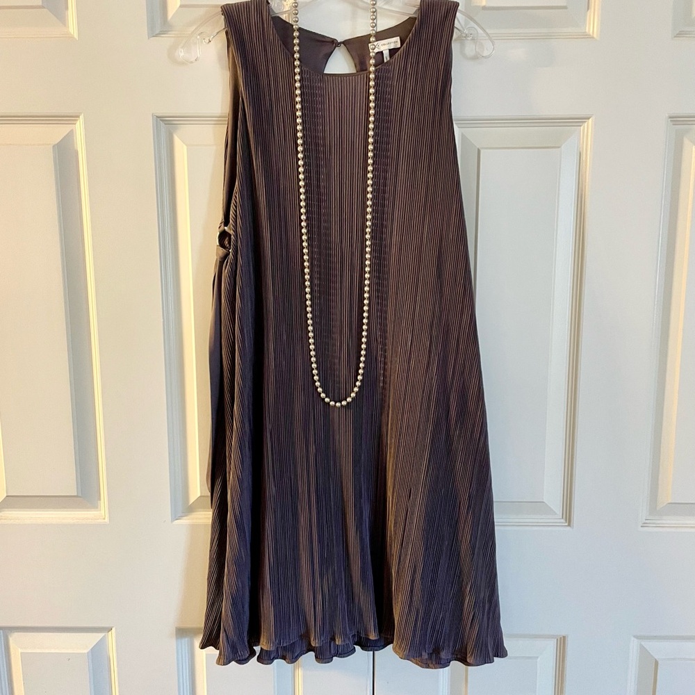 Gray Pleated A Line Dress Cocktail Dress